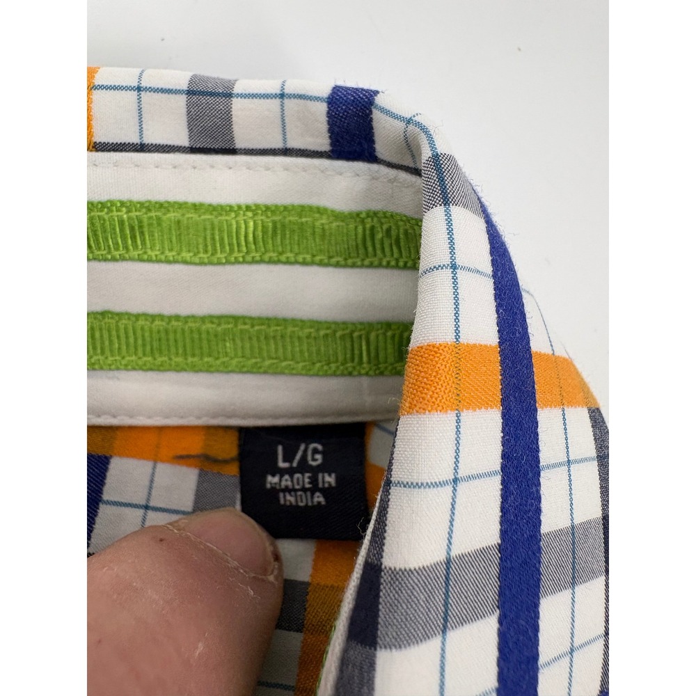Robert Graham Men's L/G Plaid Long Sleeve Button Up Shirt Orange Navy Green - Picture 6 of 11